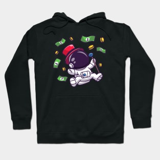 Cute Rich Astronaut Floating With Money Cartoon Hoodie